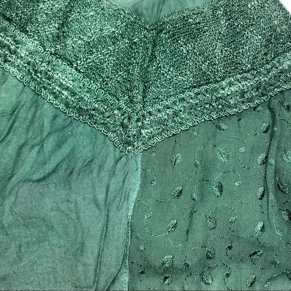 90’s Vintage L.S.I. Ombré Embroidered Tie Die Green Halter-neck Dress L - Picture 6 of 9
